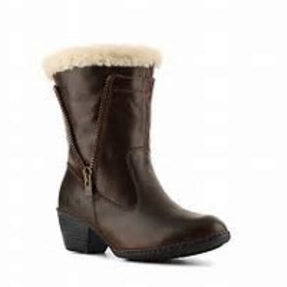 Born Danila Women's Shearling Boot in Dark Brown Leather Sz 7 1/2 - Picture 2 of 16